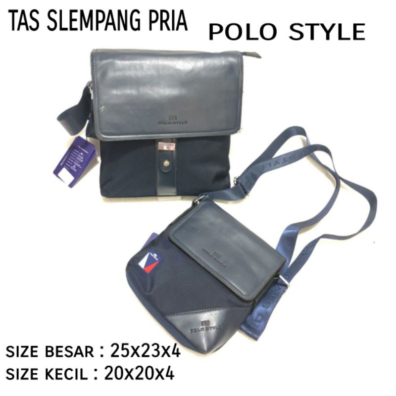 TAS SELEMPANG COWOK TERBARU POLO STYLE WARNA HITAM DAN NAVY TERSEDIA 2 SIZE BESAR DAN KECIL
