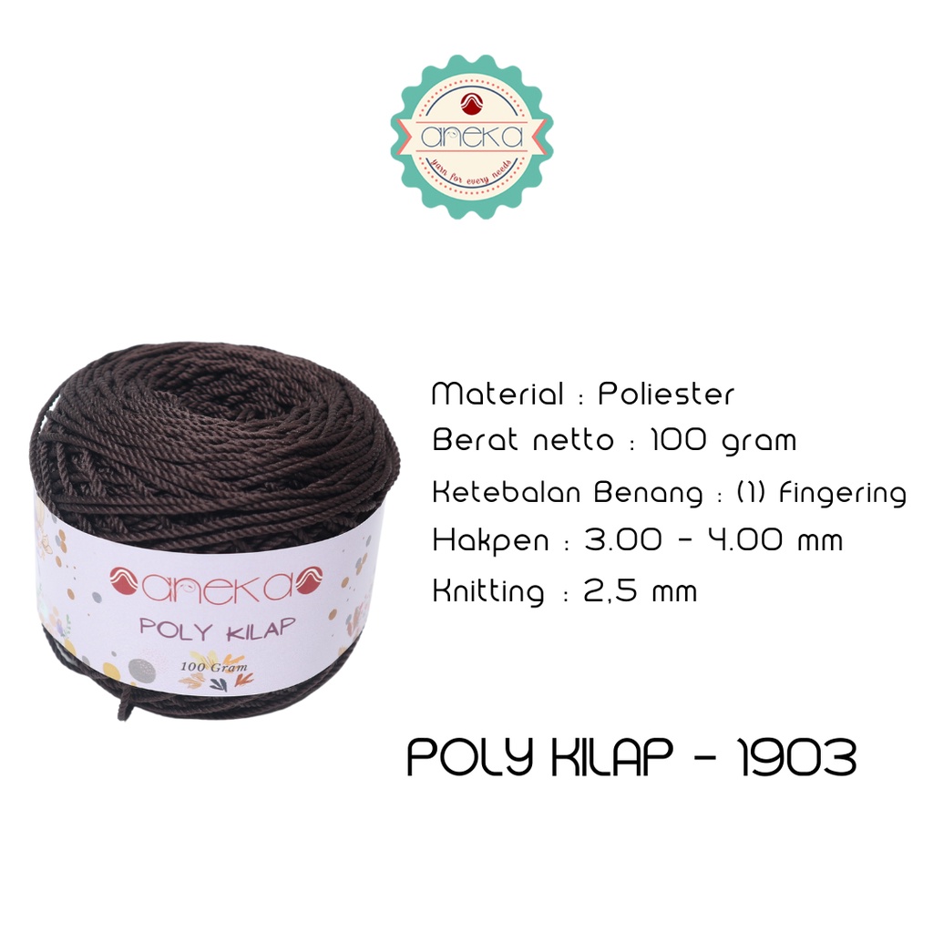 PREMIUM Benang Rajut Polyester/ Poliester / Poli Poly Kilap Warna - 1903