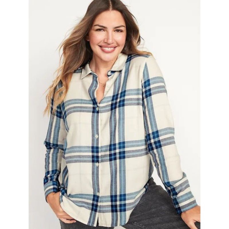 Olnavy Long Sleeve Plaid Flannel  Shirt Original Branded