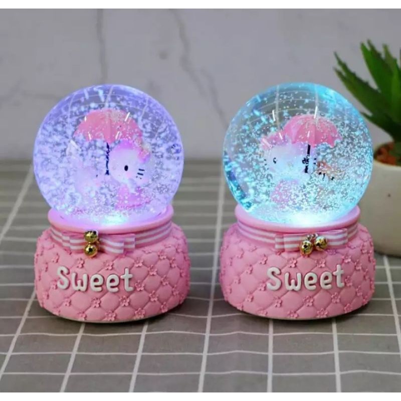 Snowball Hello Kitty / Bola Kristal / Kotak Musik / Snowball / Bola salju musik Hello Kitty hadiah k