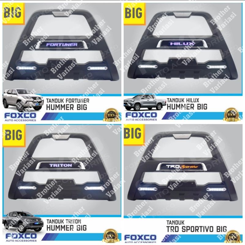 Tanduk Depan Bumper Fortuner Hilux Triton TRD Sportivo 2016 2022  Hummer Led