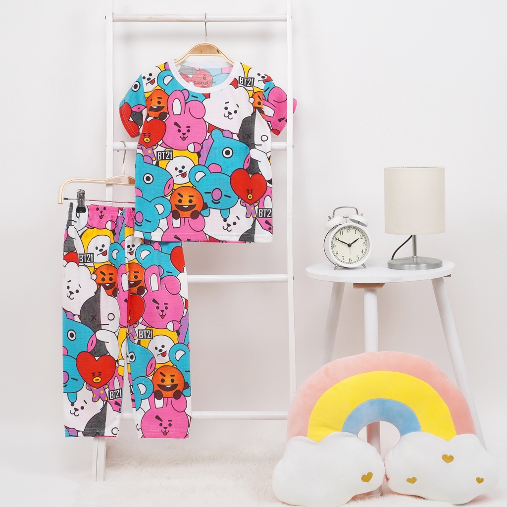 SETELAN KAOS CELANA PANJANG BAJU TIDUR PAKAIAN HARIAN SET FULLSET ANAK PEREMPUAN CEWEK BT21