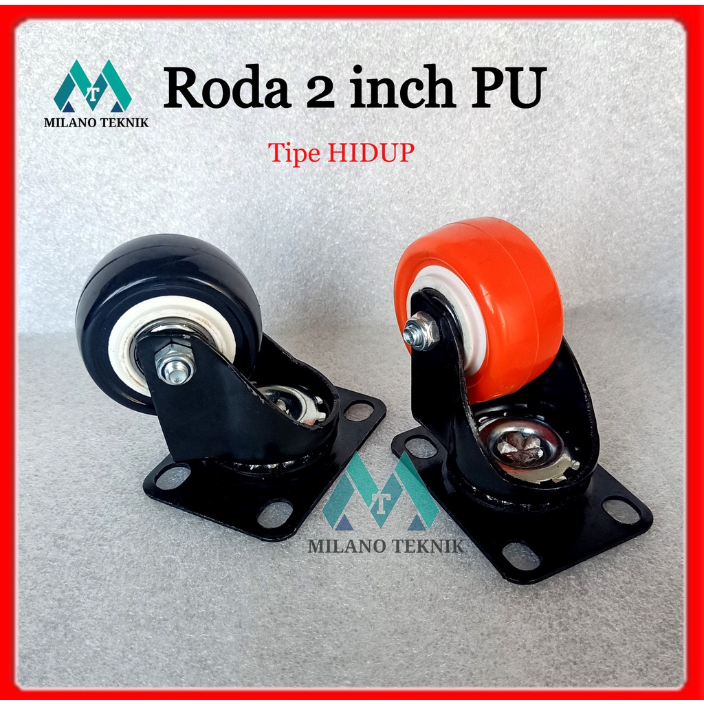 Roda 2 inch PU Mati/HIDUP/Rem/kastor caster Troli Troly 2&quot; etalase