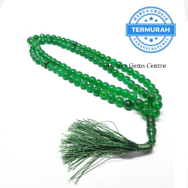 Tasbih Batu Green Jade Giok Hijau 99 Butir 8mm