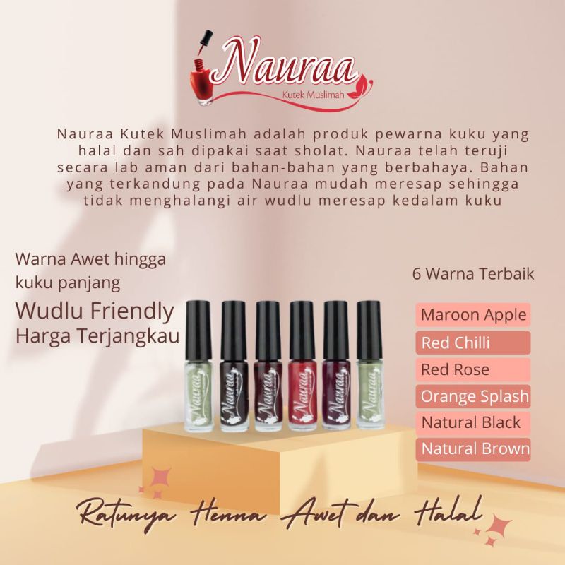HENA KUKU NAURA KUTEK MUSLIMAH HALAL UNTUK SHOLAT KUTEK TAHAN LAMA