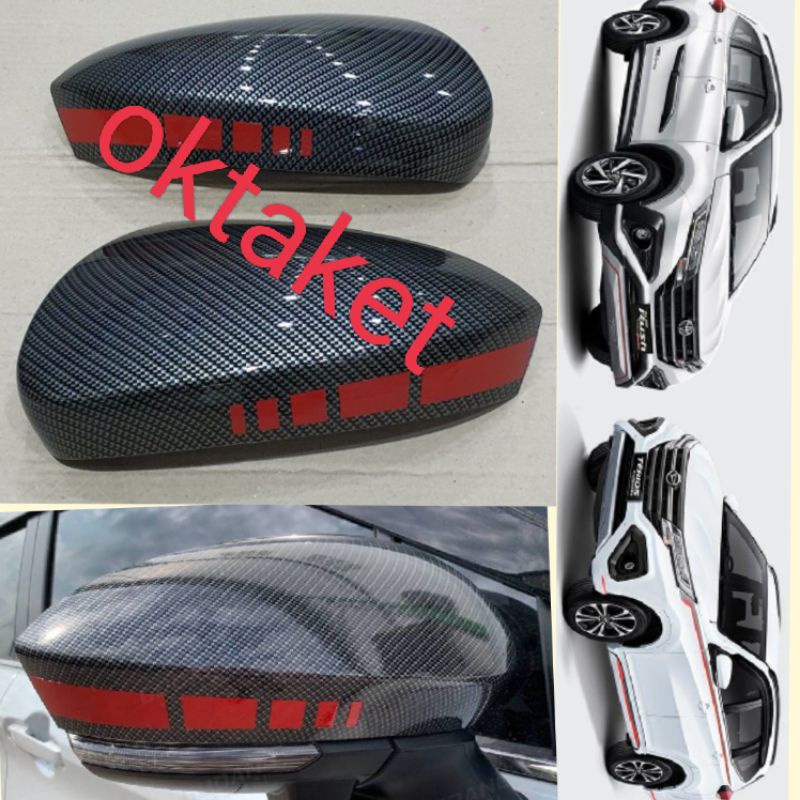 cover spion All new Rush Terios 2018 2020 2021 2022 Gr Sport Carbon list merah