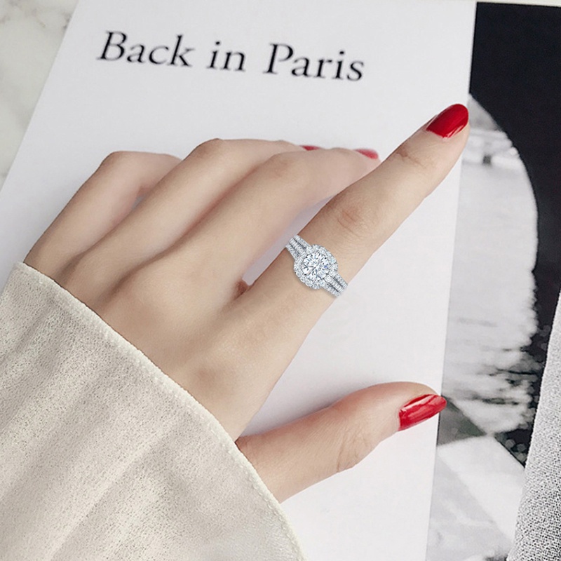 Fancyqube Cincin Wanita Hias Cubic Zirconia Untuk Pesta Pernikahan
