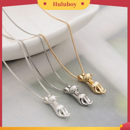 Hu Hu Hu Hu Hu Alat Bantu Pasang Kacamata♡ Kalung Rantai Sterling Silver 925 Dengan Liontin Kucing Untuk Wanita