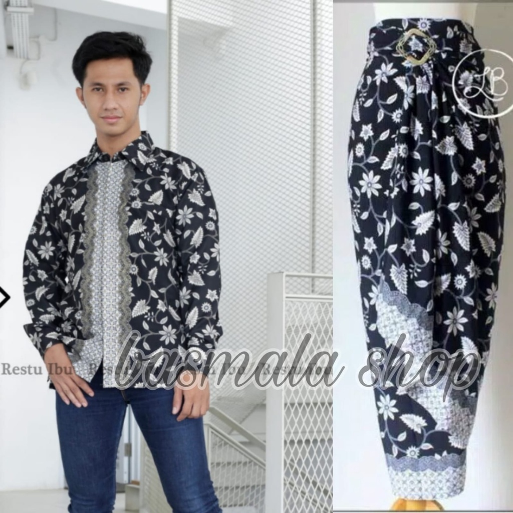 BATIK COUPLE TERBARU COUPLE ROK LILIT DAN KEMEJA PANJANG SERAGAM KELUARGA RUMAH KEBAYA MODERN