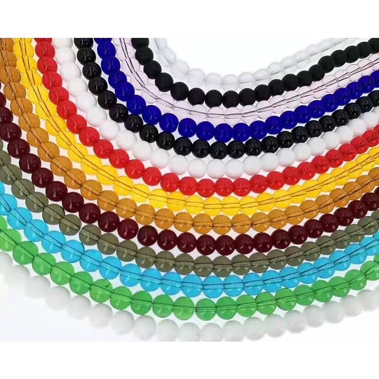 Manik-Manik Kaca Bulat Bening / Manik Kaca Bulat Transparant Warna Uk 4-6mm Harga/1String