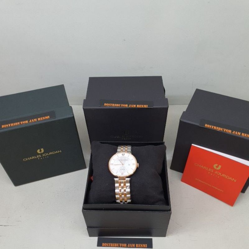 Jam Tangan Pria Charles Jourdan CJ1008-1613 Silver Rose Gold Stainless Quartz