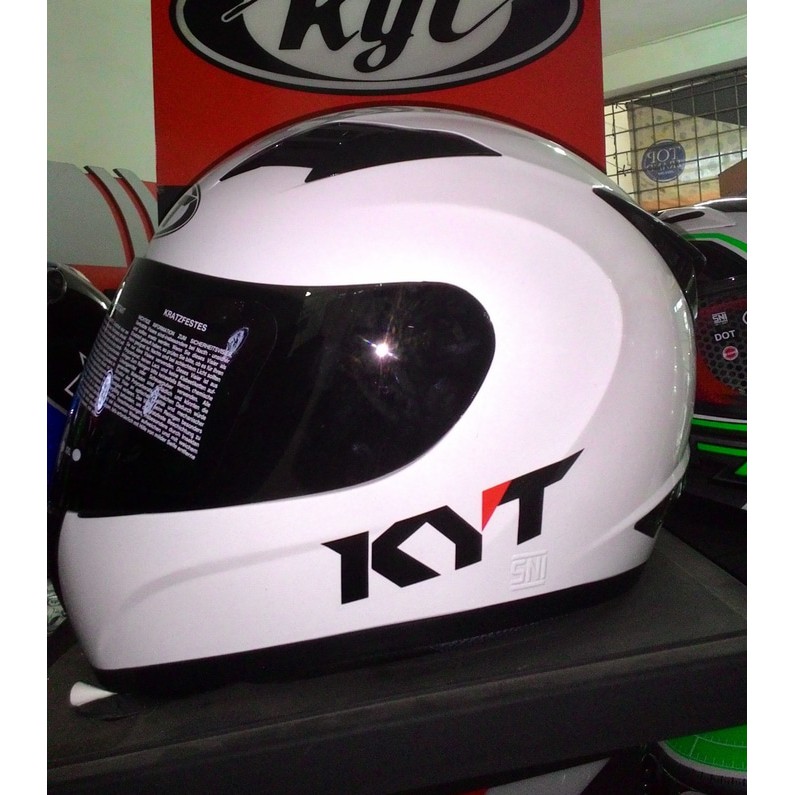 Helm KYT R10 White Putih Full Face Fullface Dark Visor