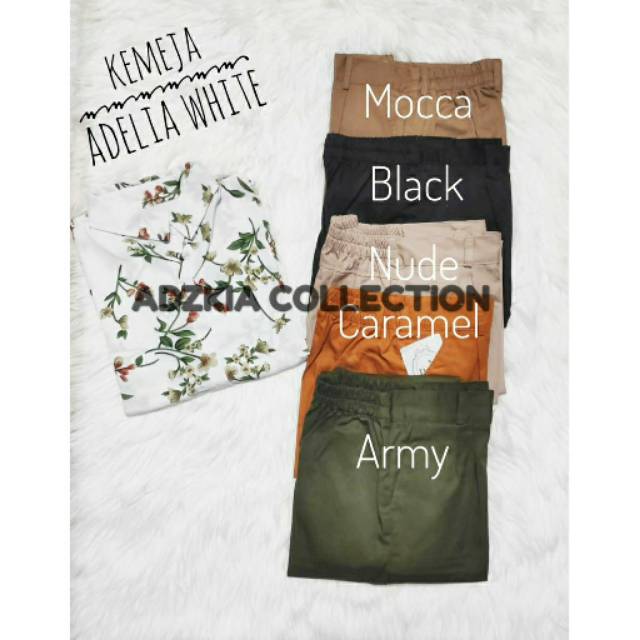 SETELAN KEMEJA MONALISA MOTIF* ADELIA WHITE* DAN CELANA BAGGY PANTS