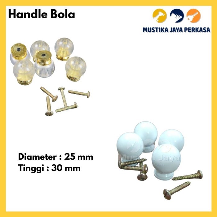 (10pcs) Handle Lemari Laci Bola Bulat Putih