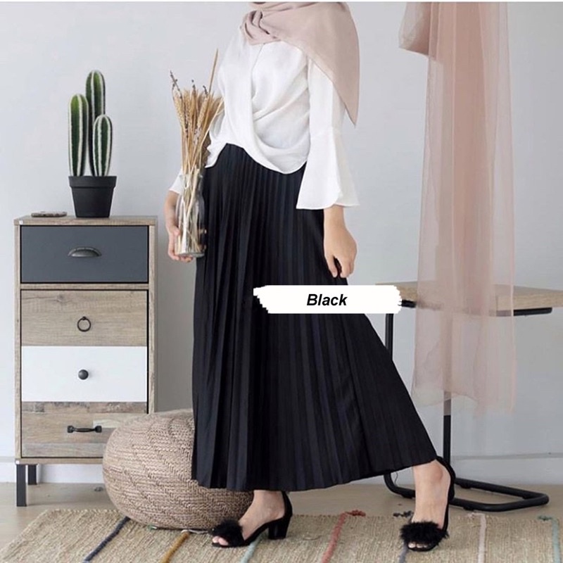 Rok plisket premium polos warna