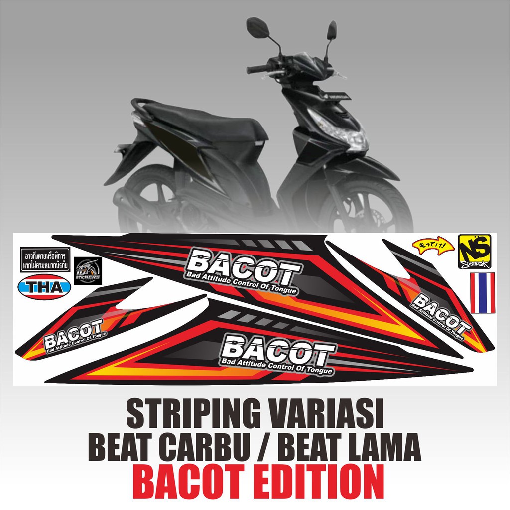 STRIPING VARIASI MOTOR BEAT LAMA / CARBU - STICKER BACOT - BACOT EDITION - MOTOR HONDA BEAT LAMA