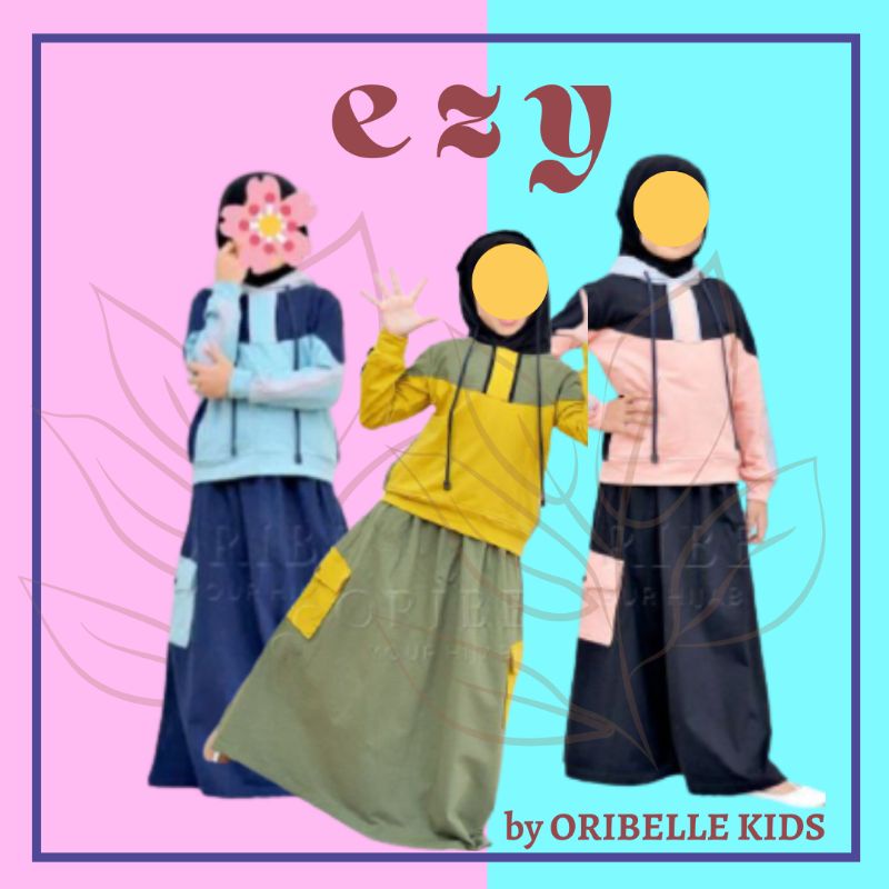 Oribelle Kids EZY set Hodie, Rok  Baju Muslim Anak