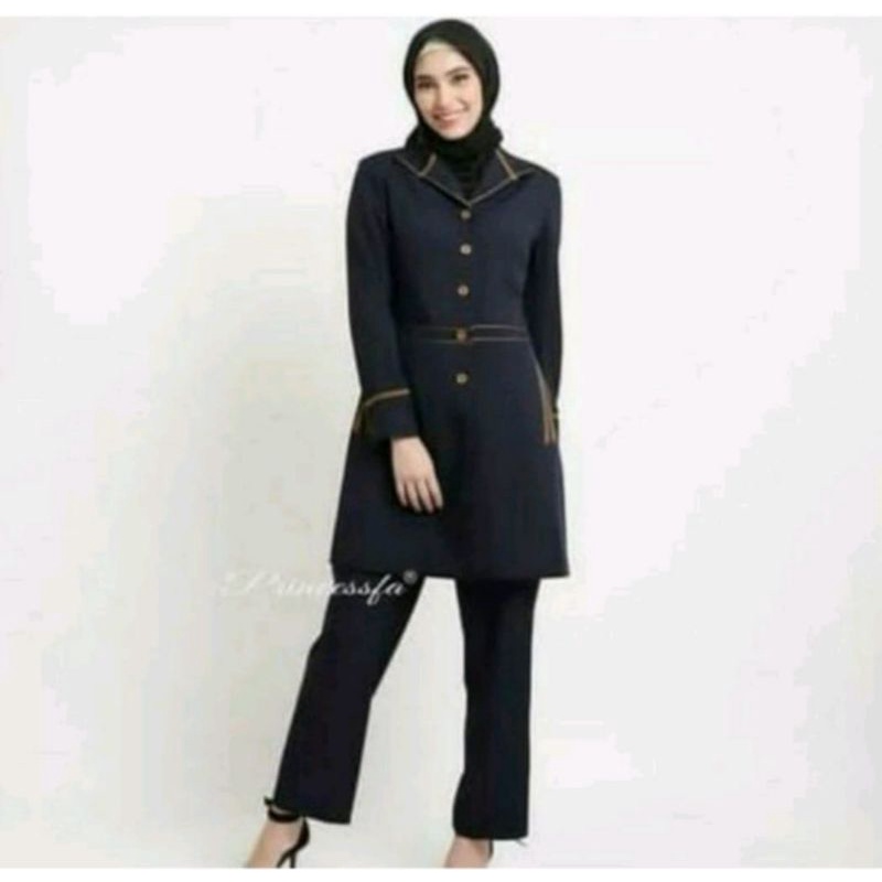 seragam princessfa / seragam biru dongker guru/ setelan tunik celana/ setelan rok span/ navy/ seragam kerja