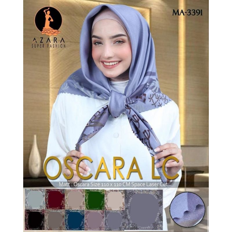 Jilbab segiempat motif azara lasercut