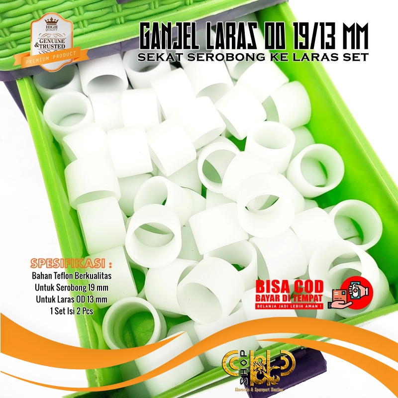 GANJEL LARAS OD 19/13 MM WHITE TEFLON MATERIAL - TEFLON BERKUALITAS