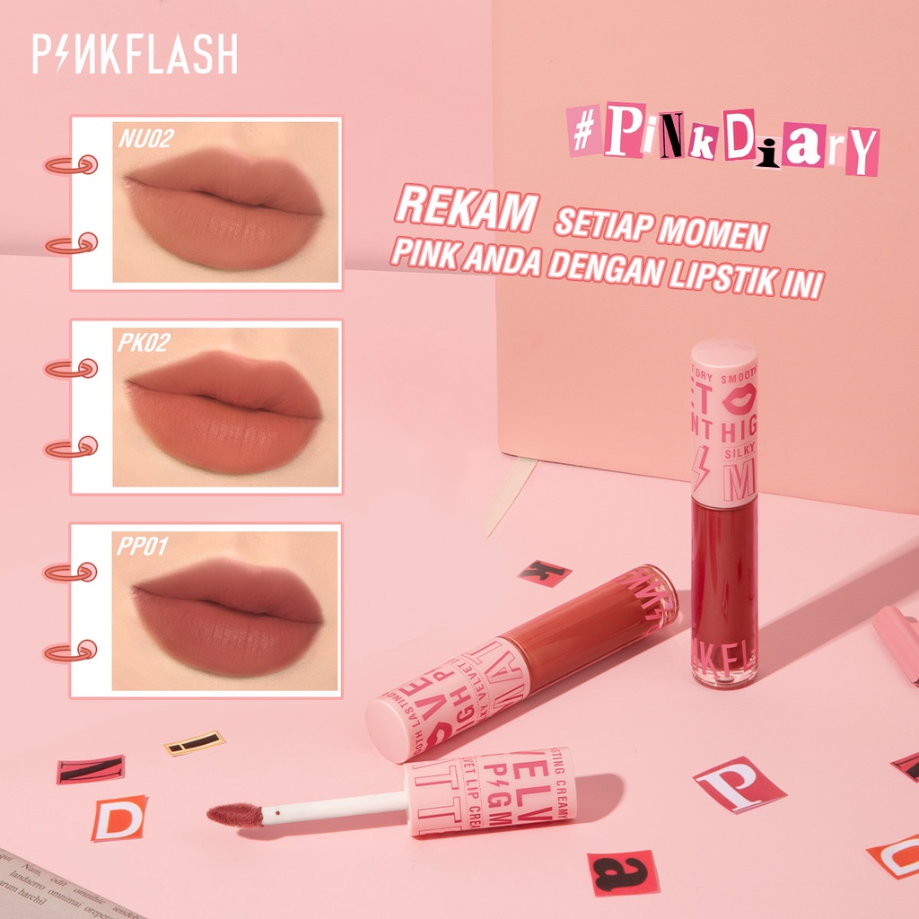 BFM004 PINKFLASH Lip Matte VELVET Silky Lip Cream Smooth High Pigment Waterproof Lasting Velvet Matte Lipstick Lipmatte Jakarta