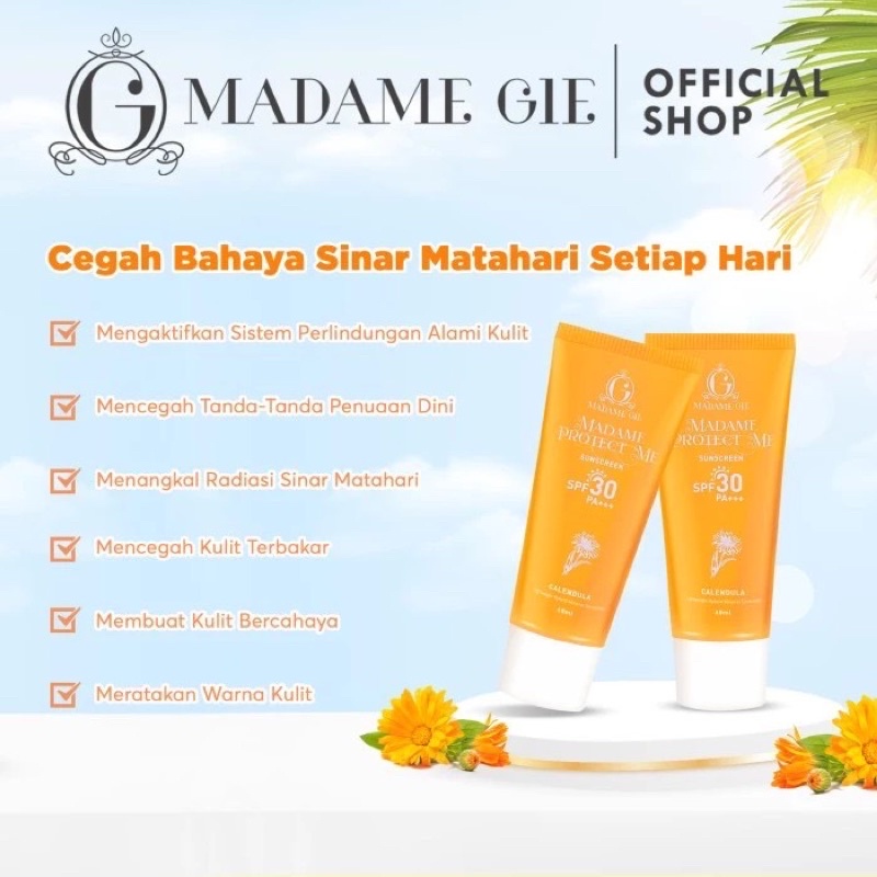 [READY STOCK] Madame Gie Madame Protect Me Sunscreen SPF 30 PA +++ With Calendula - Skincare Sunblock SUNSCREEN MADAMGIE