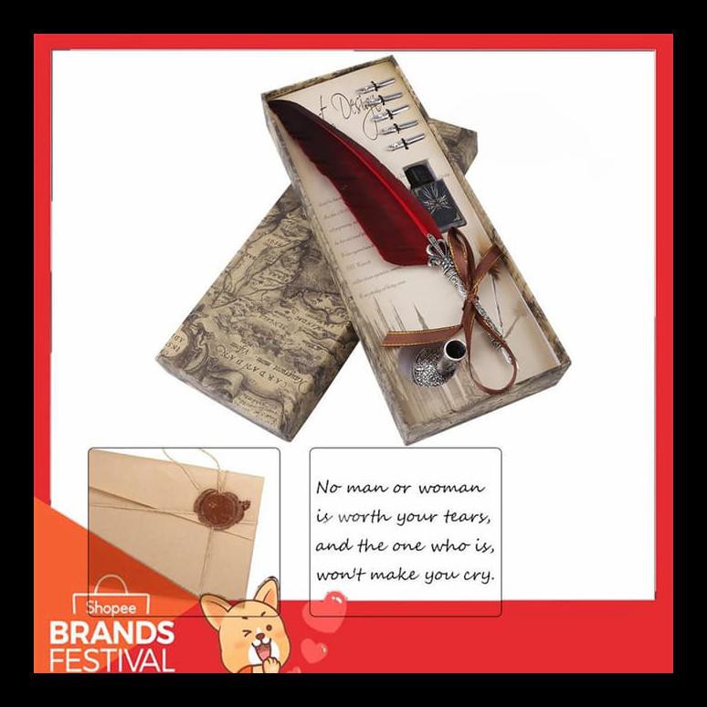 

UPDATE IMPORT ENGLISH CALLIGRAPHY FEATHER DIP QUILL PEN WRITING INK SET PAKET ALAT TULIS TERLARIS