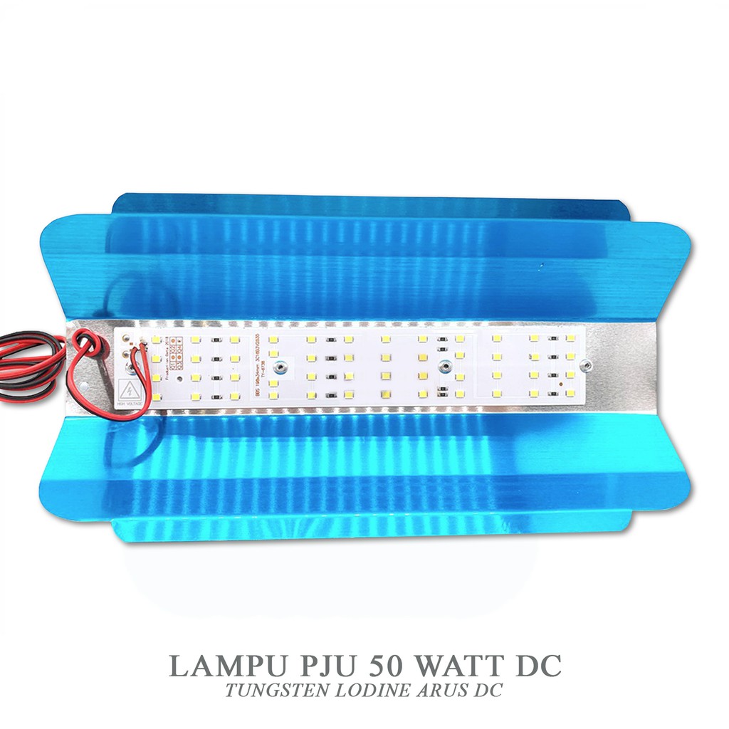 Lampu Jalan/PJU 50W DC Jepit Aki | Panjang Kabel 110cm