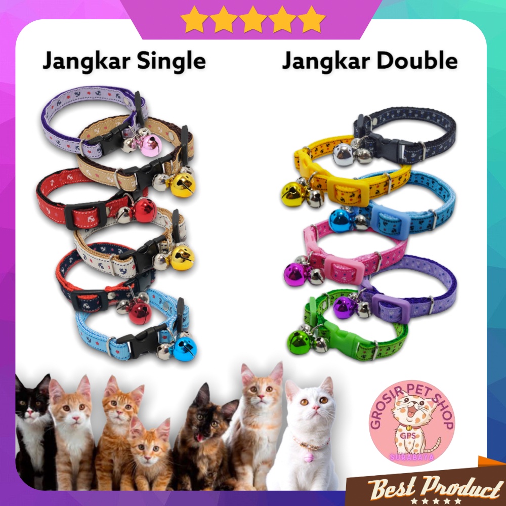 Kalung kucing anjing kelinci premium motif jangkar liontin isi 3 ecer grosir aksesoris hewan peliharaan