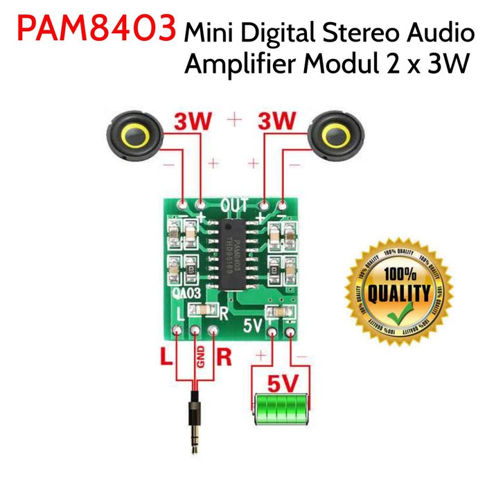 Micro Digital Modul Audio Stereo Amplifier 5V 2 Channel 3W PAM8403