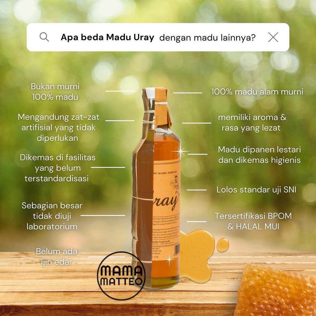 MADU URAY Natural Honey / Madu Murni /  Madu Hutan Asli / Madu Uray Hutan Murni 450gr / URAY BANDUNG