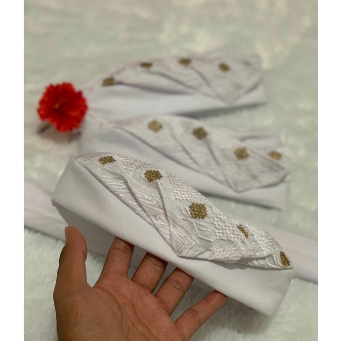 udeng putih bordir kombinasi /udeng semi songket / udeng bali