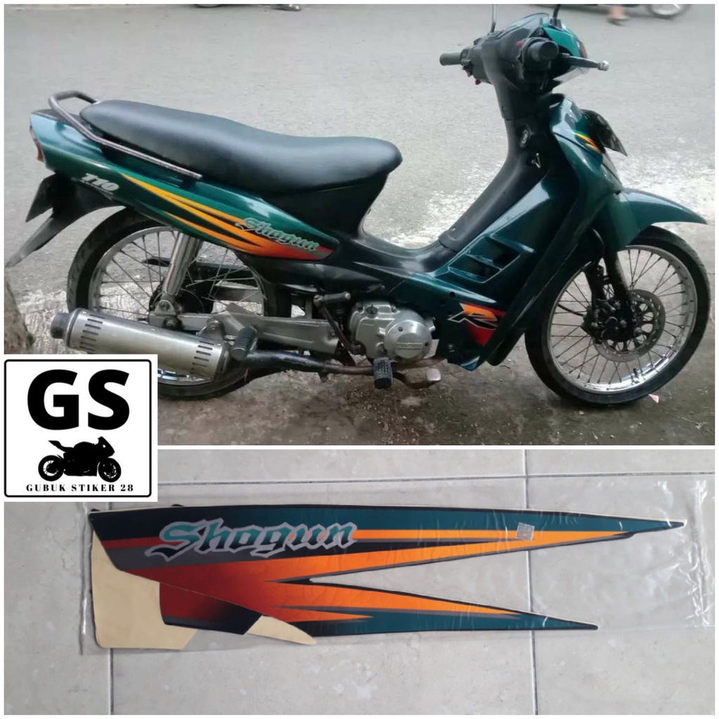 STRIPING STIKER LIS BODY MOTOR SUZUKI SHOGUN 110 KEBO TAHUN 1997 HIJAU