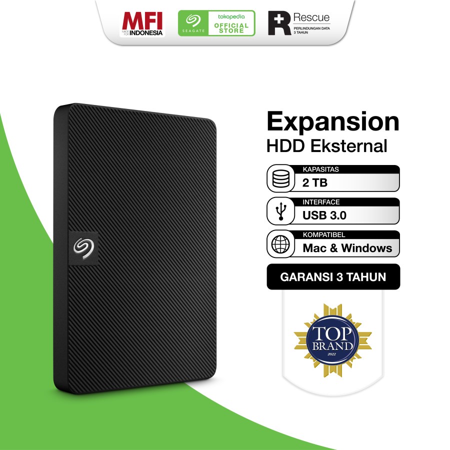 Seagate Expansion Hardisk Eksternal 2TB - Hitam