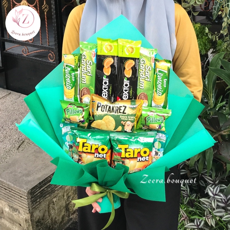 (B14) Buket snack/snack bouquet/bucket snack [INCLUDE: Greeting card+packing]