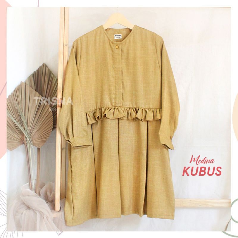 Tunik Medina XXL Bigsize Kuning Mustard Katun Madinah