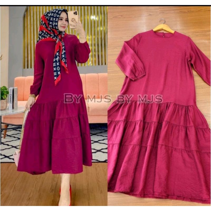 GAMIS MALAYSIA TERBARU GAMIS LEBARAN TERMURAH RAYON CRINGKLE  BUSUI FRIENDLY KEKINIAN