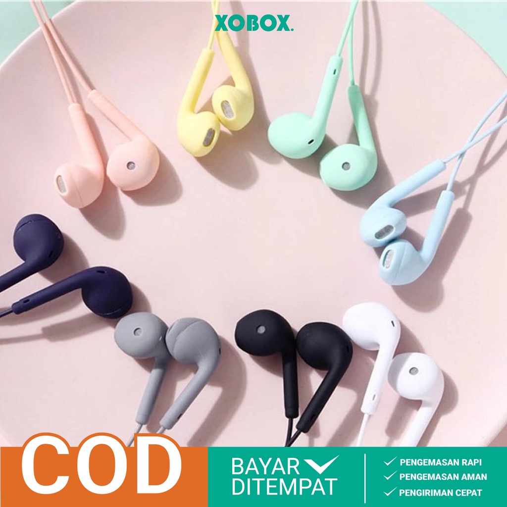 EARPHONE U19 HANDSFREE HEADSET MACARON EXTRA BASS MATE COLOR - XOBOX