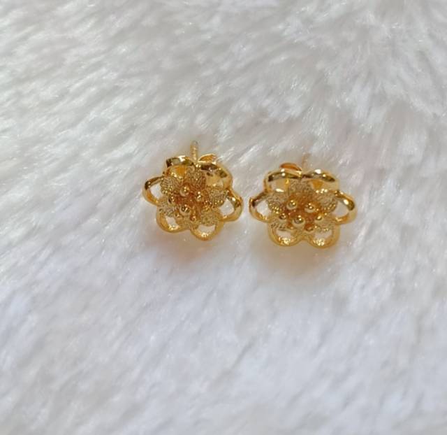 Anting tindik/anting stud bunga emas xuping 18k