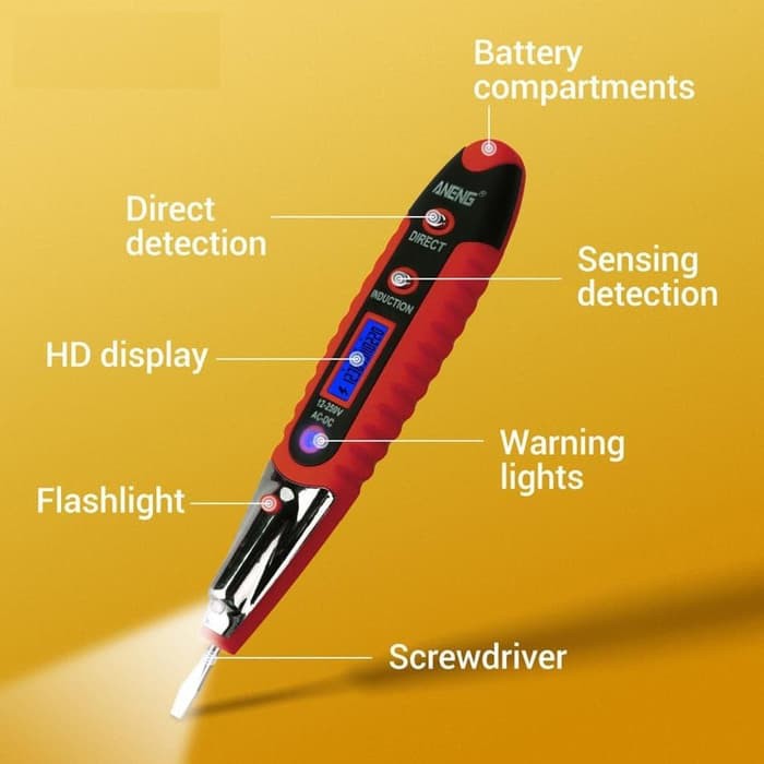 ANENG Tes Pen Digital AC-DC 12-250V dengan Senter