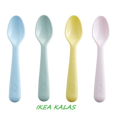 4p Sendok Spoon kecil, alat makan bayi,plastik warna campuran ikea kal