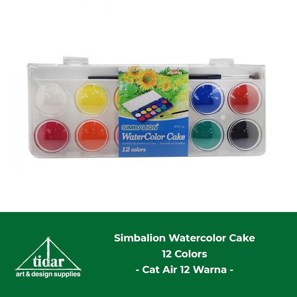 Simbalion Watercolour Cake - Cat Air Padat 12 Warna