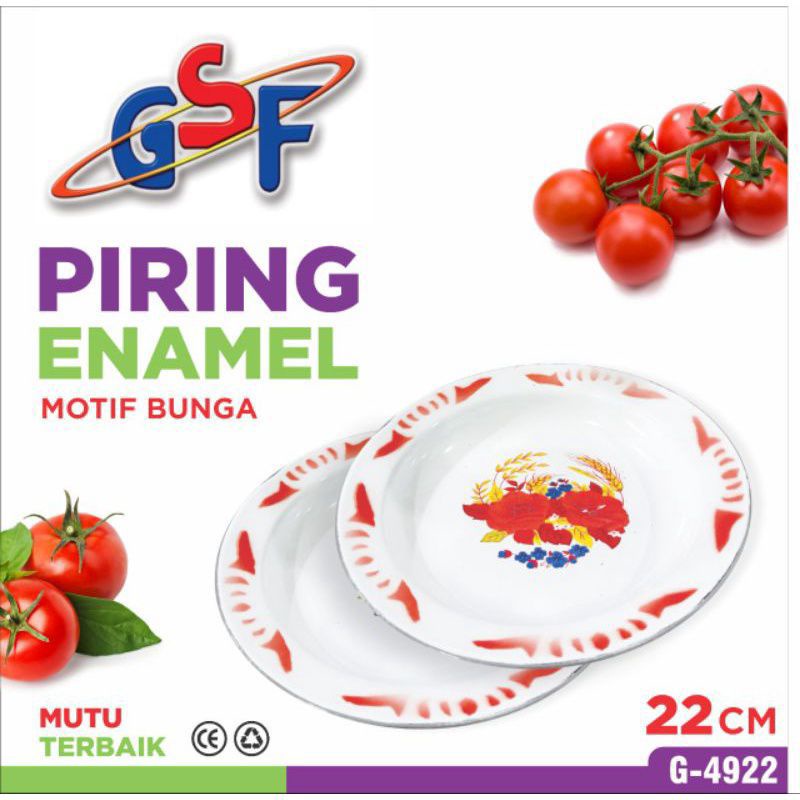 piring enamel gsf motif ayam dan bunga