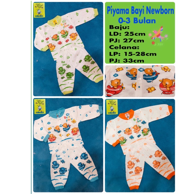 PIYAMA PANJANG BAYI NEWBORN 0-3 BULAN MOTIF PESAWAT