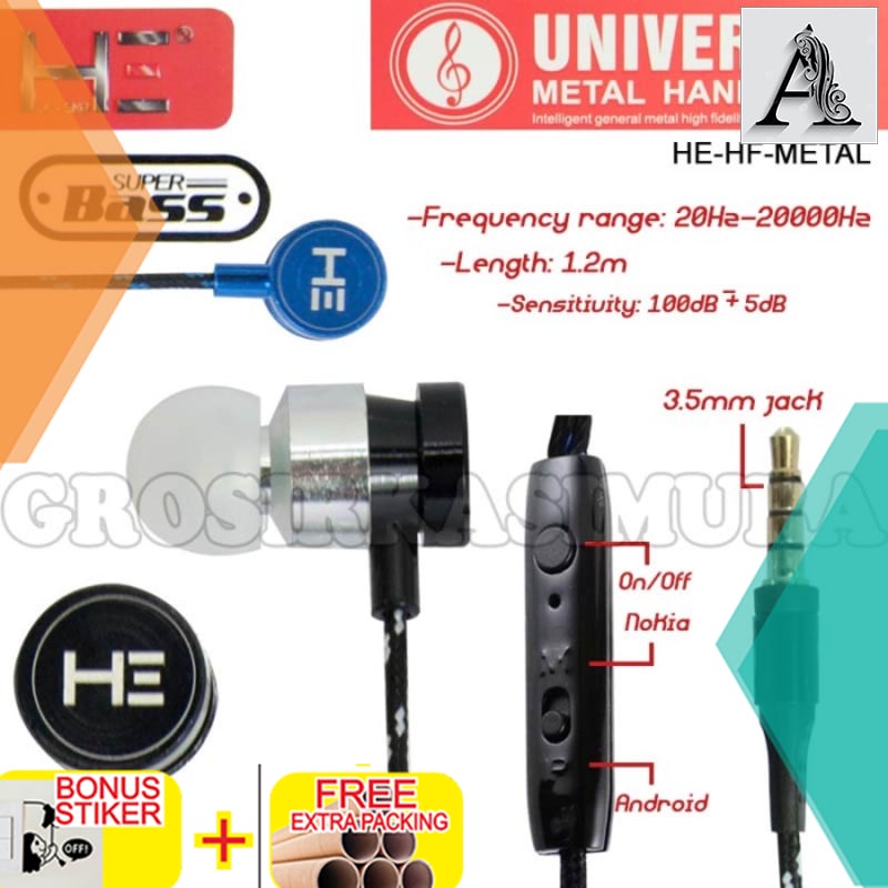 

Murah Handsfree - Earphone + Mic - HI END - METAL