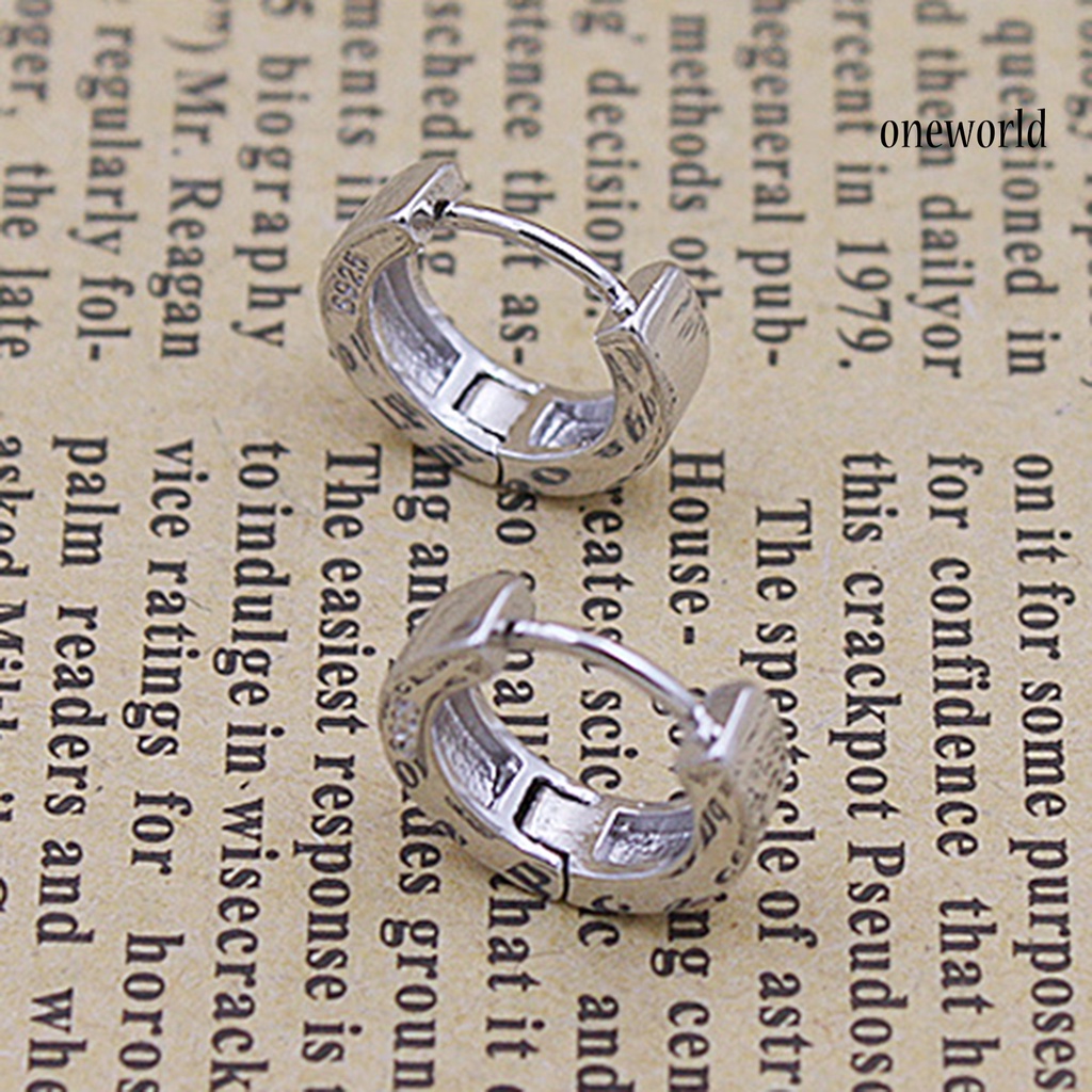 OW@ Earrings Round Hoop Design Simple Silver Plated Jewelry Gift Huggie Earrings for Daily Life