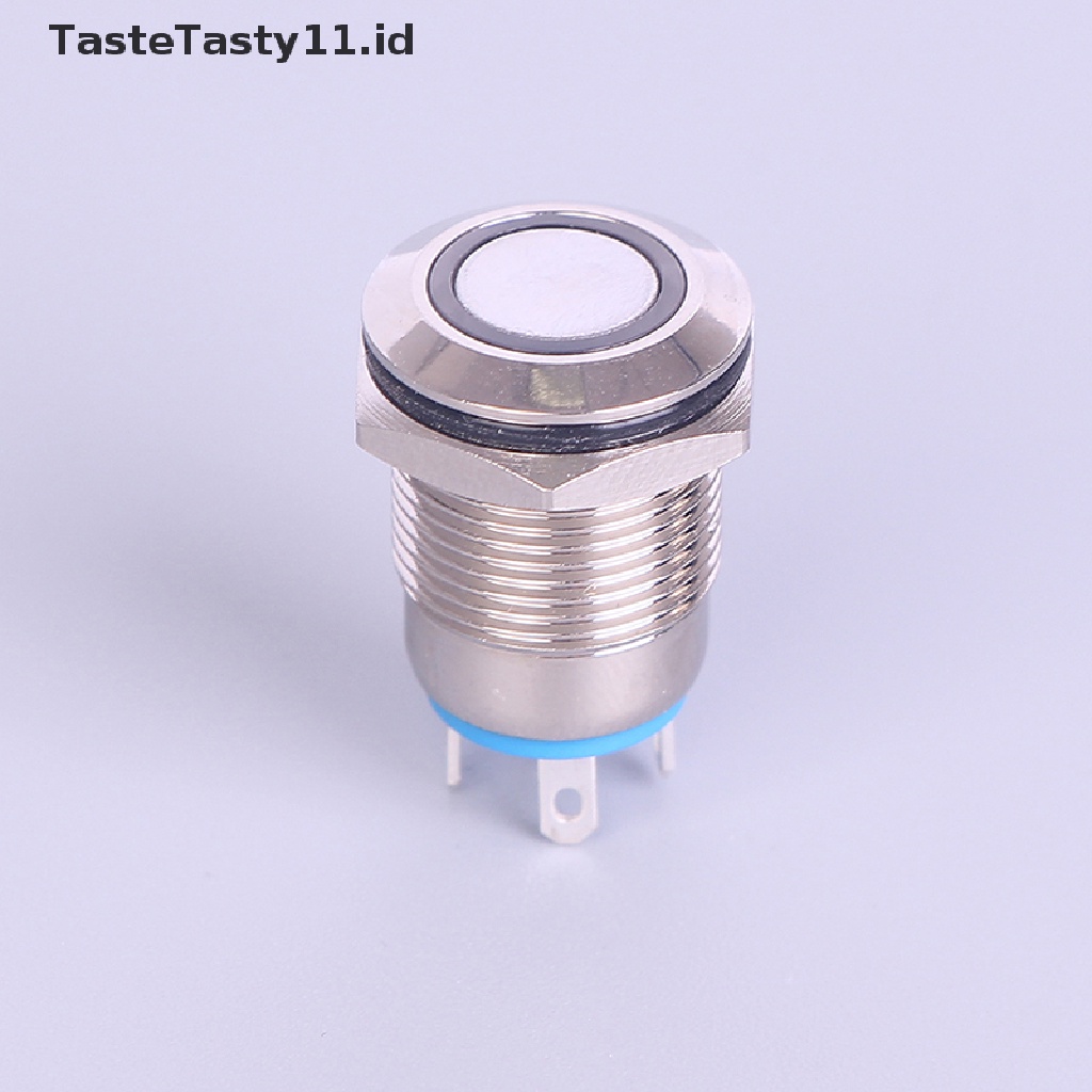 (TasteTasty) Saklar Tombol Tekan 12mm Bahan Metal Dengan Lampu LED