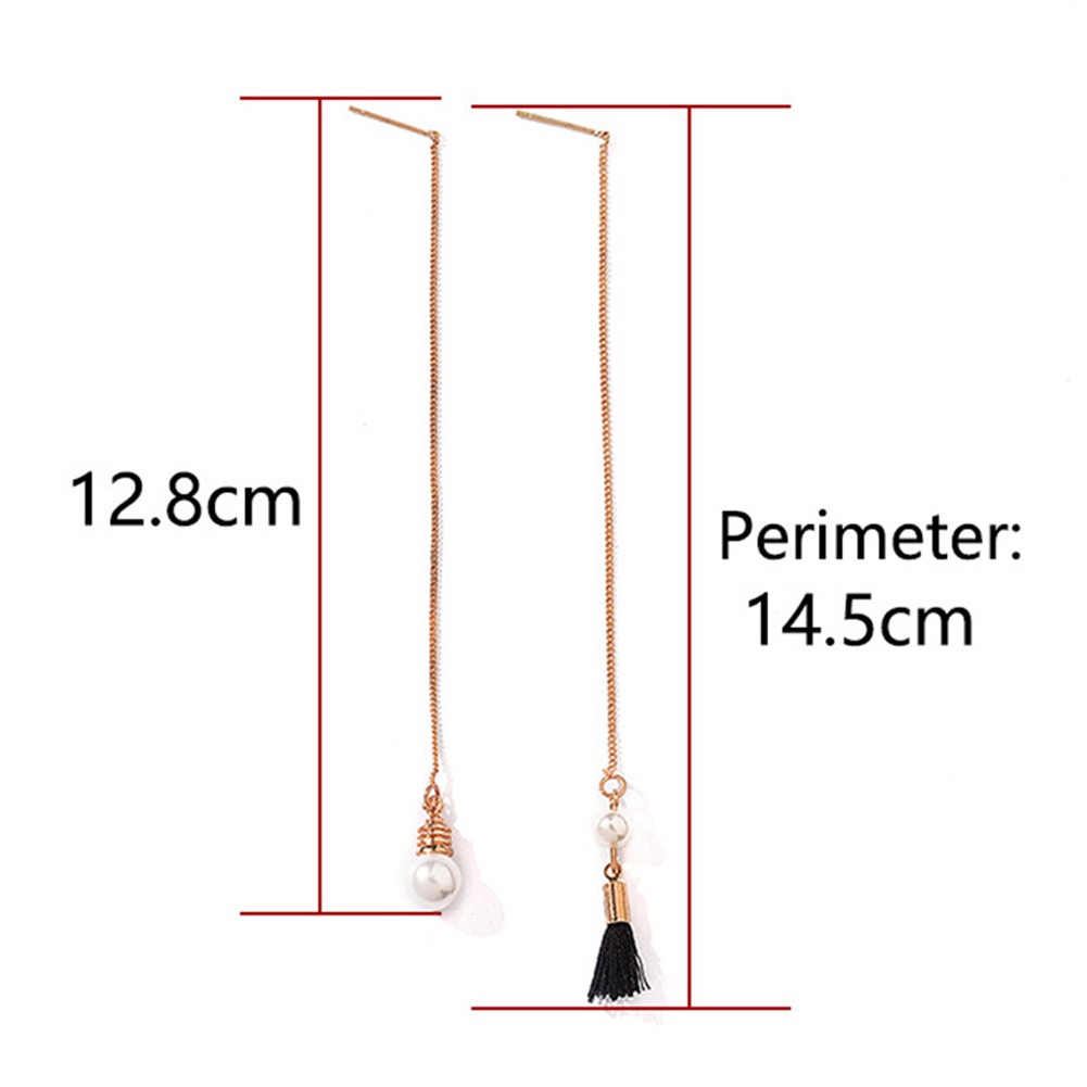 Hu Hu Hu Hu Hu Alat Bantu Pasang Kacamata♡ Anting Tusuk Gantung Panjang Asimetris Aksen Rumbai Mutiara Imitasi Untuk Wanita