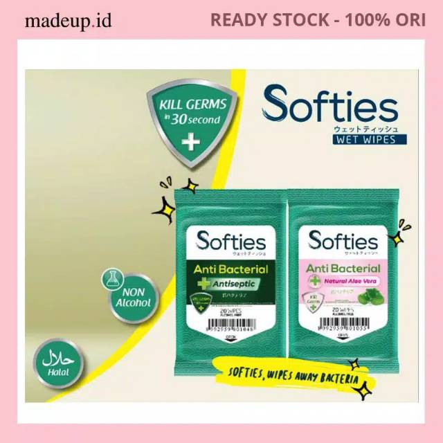 Tisu basah Softies anti bacterial 20 s