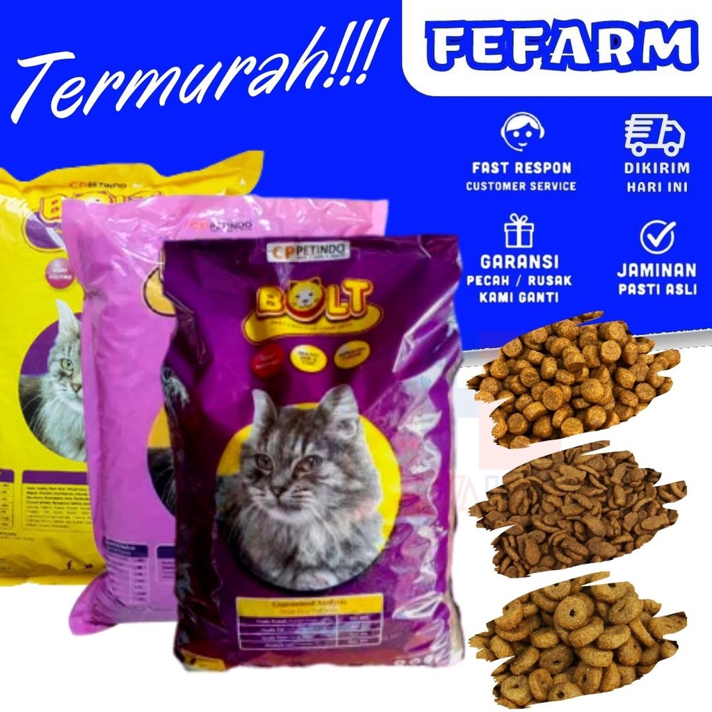 Makanan Kucing Bolt Pakan Kucing Bolt Catfood Varian Lengkap Murah FEFARM